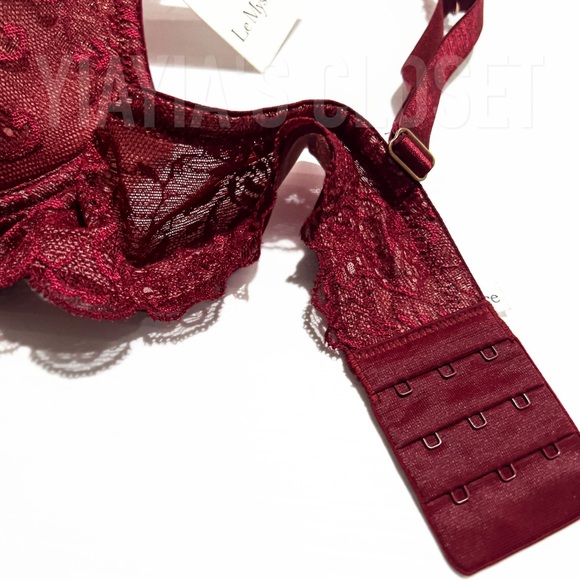 Le Mystere 40C Sophia 2435 Floral Lace Shimmer Underwire Padded Bra in Merlot - Picture 12 of 15
